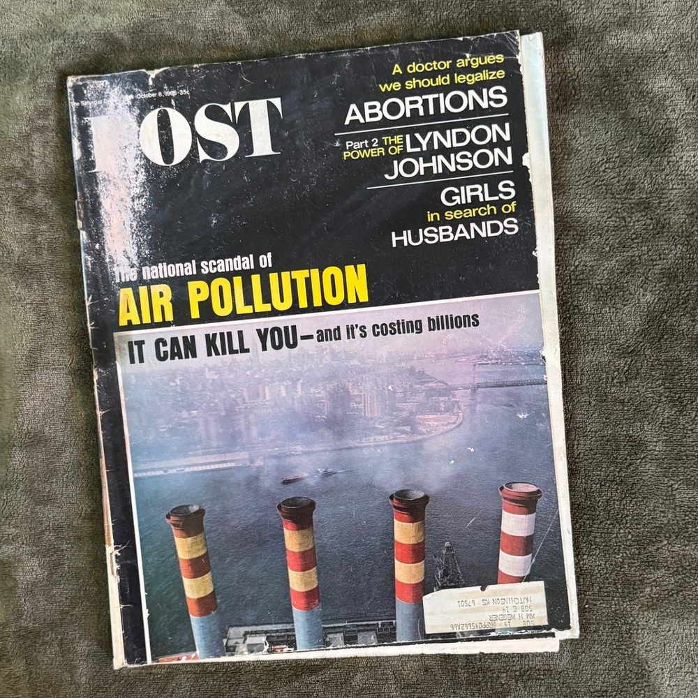 Vintage Saturday Evening Post Oct 8 1966 Air Pollution Lyndon Johnson Tab Soda‎